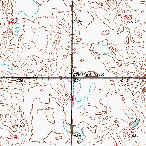 Topographic Map of School Number 3, ND
