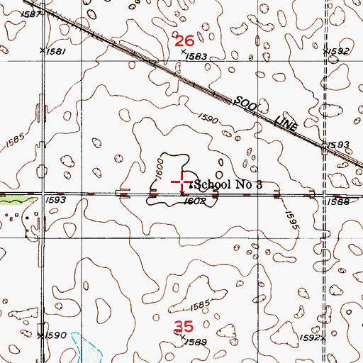 Topographic Map of School Number 3, ND