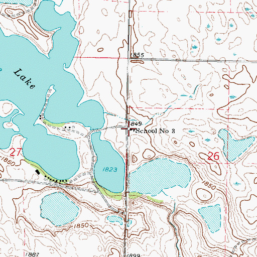 Topographic Map of School Number 3, ND