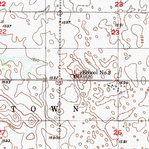 Topographic Map of School Number 3, ND