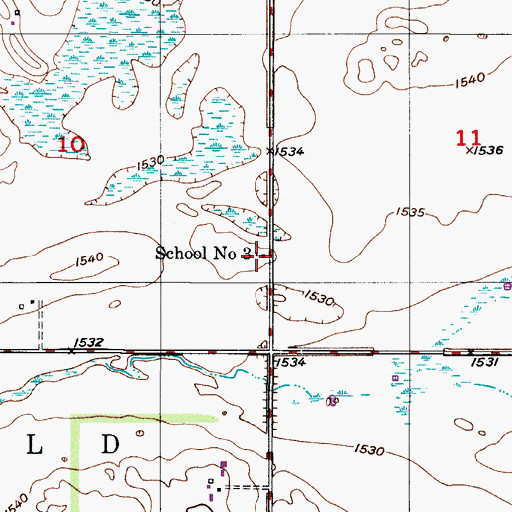 Topographic Map of School Number 3, ND