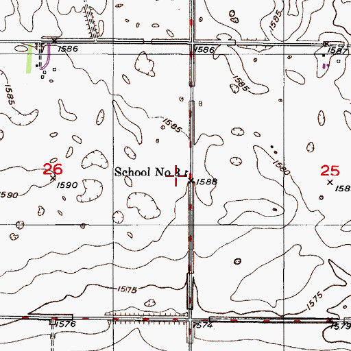 Topographic Map of School Number 3, ND