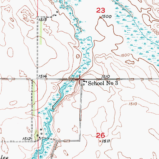 Topographic Map of School Number 3, ND