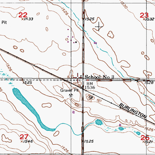 Topographic Map of School Number 3, ND