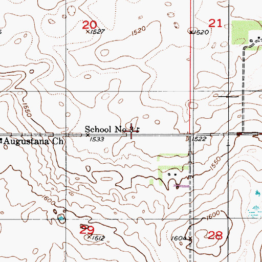 Topographic Map of School Number 3, ND