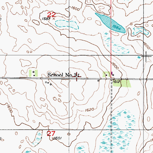 Topographic Map of School Number 3, ND