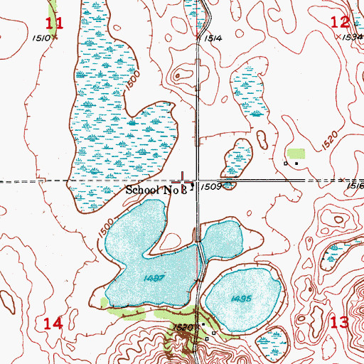 Topographic Map of School Number 3, ND