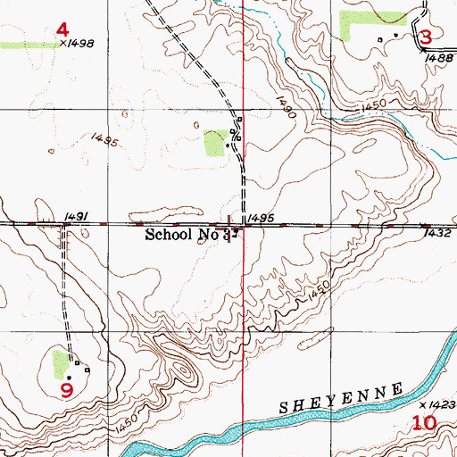 Topographic Map of School Number 3, ND