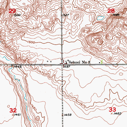 Topographic Map of School Number 3, ND