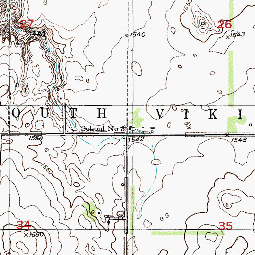 Topographic Map of School Number 3, ND