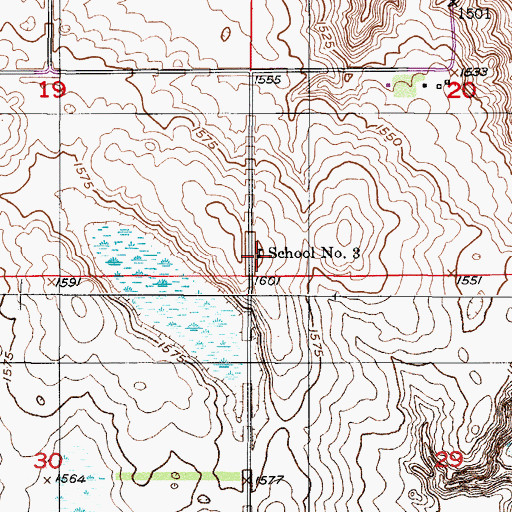 Topographic Map of School Number 3, ND
