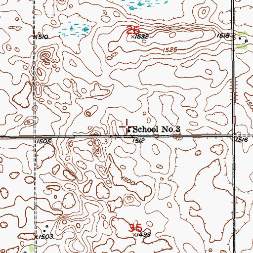 Topographic Map of School Number 3, ND