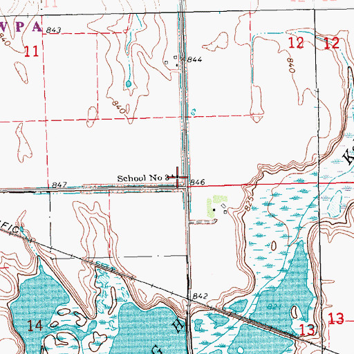 Topographic Map of School Number 3, ND
