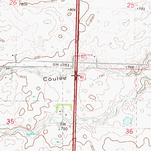 Topographic Map of School Number 3, ND
