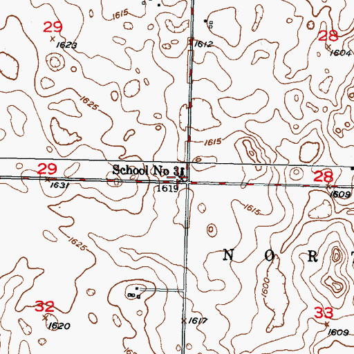 Topographic Map of School Number 3, ND