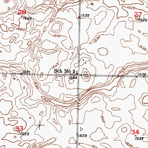 Topographic Map of School Number 3, ND