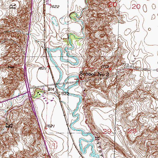 Topographic Map of School Number 3, ND