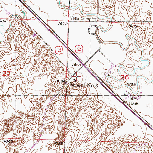 Topographic Map of School Number 3, ND