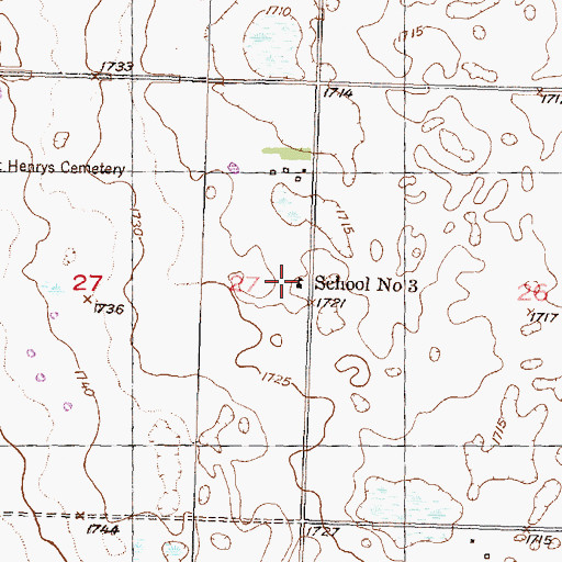 Topographic Map of School Number 3, ND