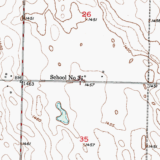 Topographic Map of School Number 3, ND