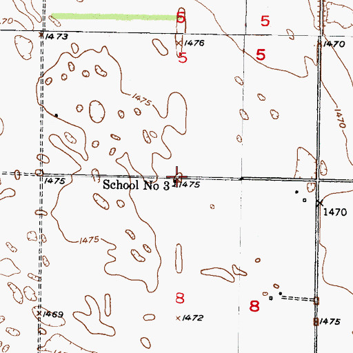 Topographic Map of School Number 3, ND