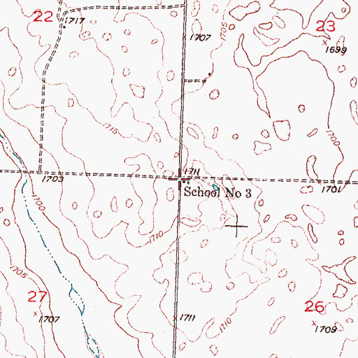 Topographic Map of School Number 3, ND