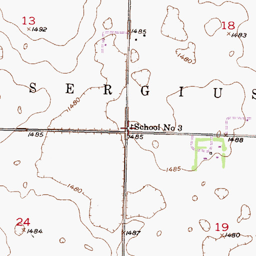 Topographic Map of School Number 3, ND