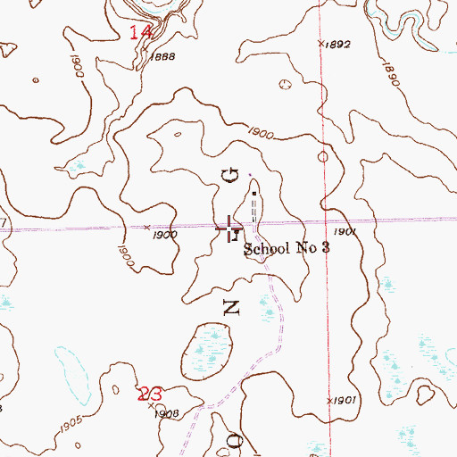 Topographic Map of School Number 3, ND