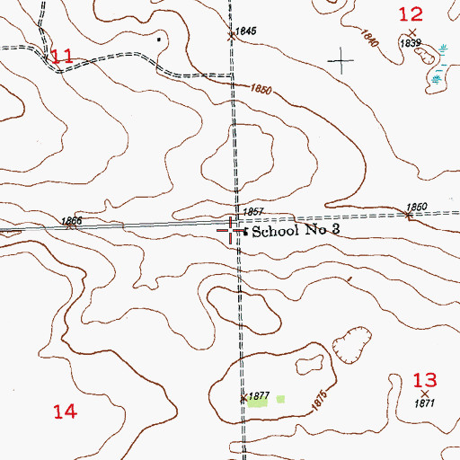 Topographic Map of School Number 3, ND