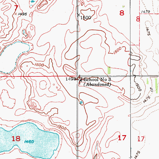 Topographic Map of School Number 3, ND
