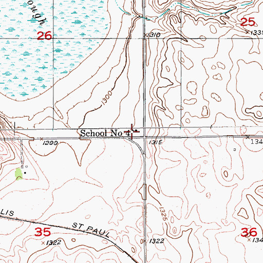 Topographic Map of School Number 4, ND