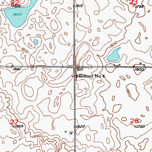 Topographic Map of School Number 4, ND