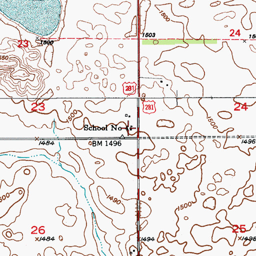Topographic Map of School Number 4, ND