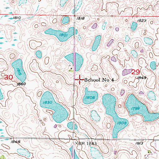 Topographic Map of School Number 4, ND