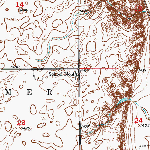 Topographic Map of School Number 4, ND