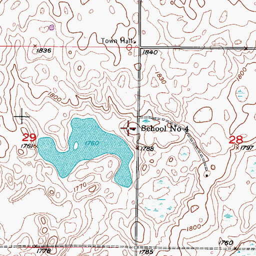 Topographic Map of School Number 4, ND