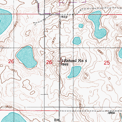 Topographic Map of School Number 4, ND