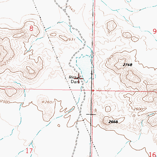 Topographic Map of Ritter Dam, AZ
