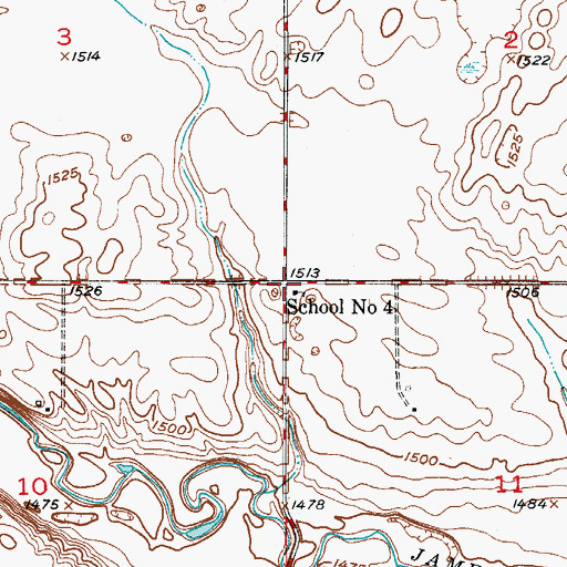 Topographic Map of School Number 4, ND