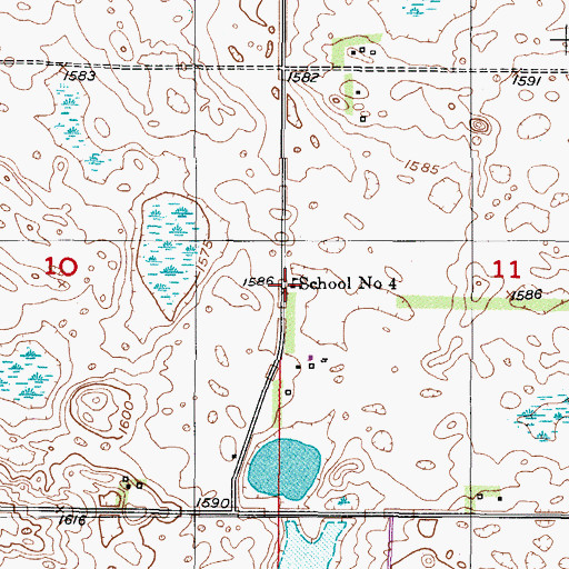 Topographic Map of School Number 4, ND