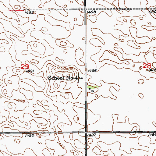 Topographic Map of School Number 4, ND