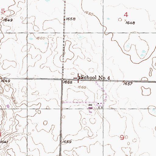 Topographic Map of School Number 4, ND