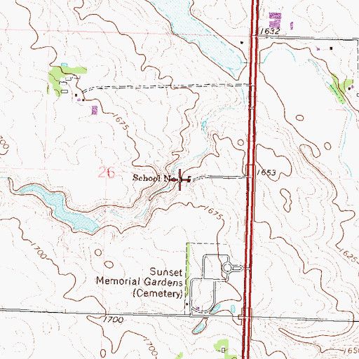 Topographic Map of School Number 4, ND