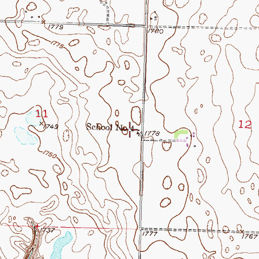 Topographic Map of School Number 4, ND