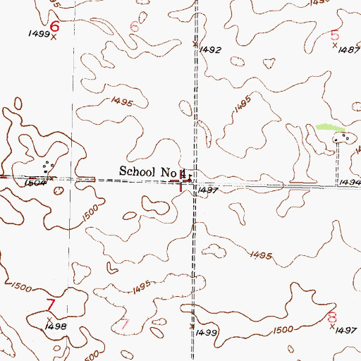 Topographic Map of School Number 4, ND