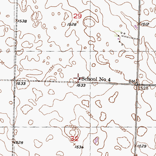 Topographic Map of School Number 4, ND