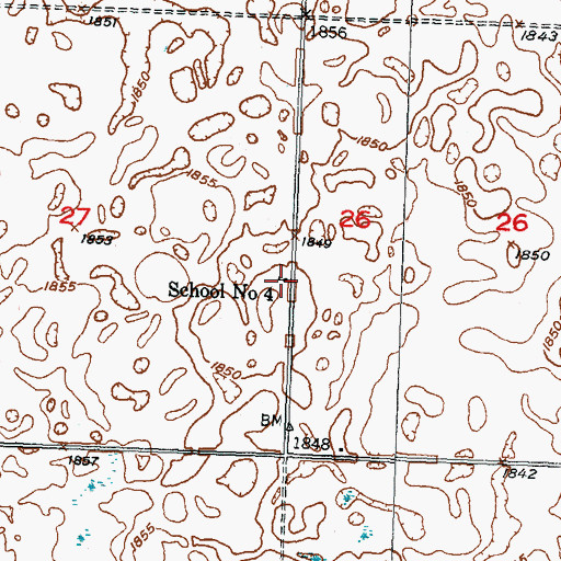 Topographic Map of School Number 4, ND
