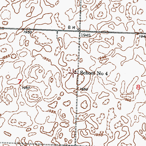 Topographic Map of School Number 4, ND