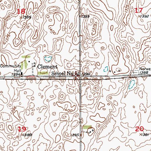 Topographic Map of School Number 5, ND