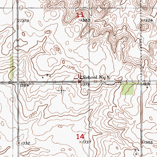 Topographic Map of School Number 5, ND